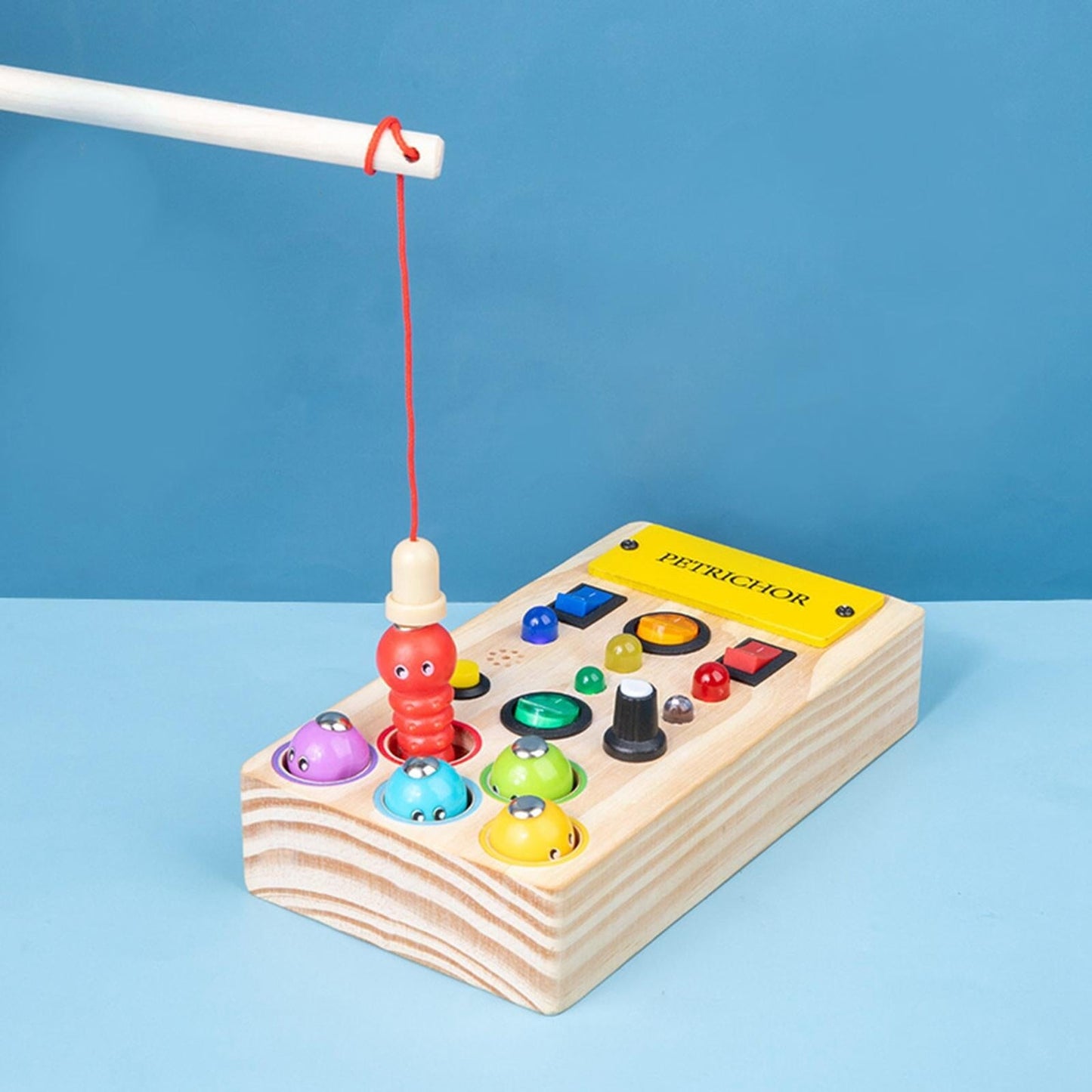 Tableau interactif coloré pour bébé | Tableau Montessori BusyBoardCircuit Pêche Jeu éducatif et motricité fine pour enfant | Tableau Montessori BusyBoardCircuit Pêche Tableau sensoriel Montessori pour éveil et jeu | Tableau Montessori BusyBoardCircuit Pêche