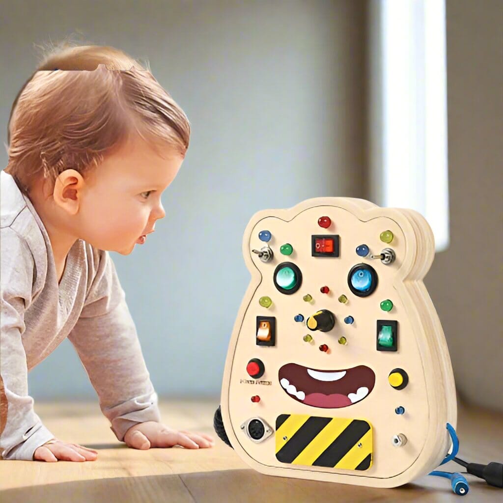 Tableau interactif éducatif pour bébé | Tableau Montessori BusyBoardCircuit Visage Motricité fine et éveil cognitif bébé | Tableau Montessori BusyBoardCircuit Visage Jeu sensoriel coloré pour tout-petit | Tableau Montessori BusyBoardCircuit Visage