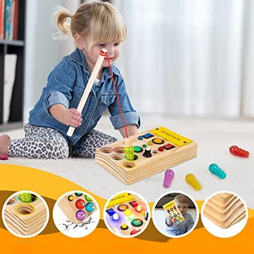 Tableau interactif coloré pour bébé | Tableau Montessori BusyBoardCircuit Pêche Jeu éducatif et motricité fine pour enfant | Tableau Montessori BusyBoardCircuit Pêche Tableau sensoriel Montessori pour éveil et jeu | Tableau Montessori BusyBoardCircuit Pêche