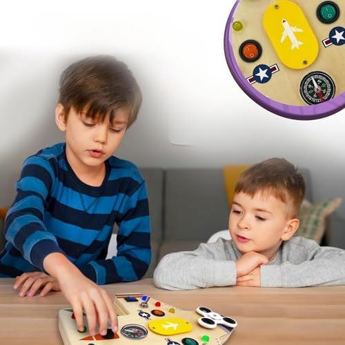 Tableau éducatif interactif | Tableau Montessori BusyBoardCircuit Aéronef Motricité fine et éveil sensoriel | Tableau Montessori BusyBoardCircuit Aéronef Jeu éducatif sûr pour bébé | Tableau Montessori BusyBoardCircuit Aéronef