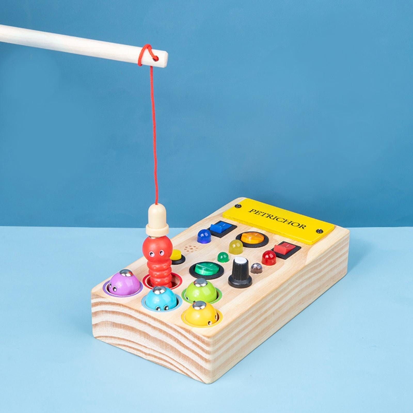 Tableau interactif coloré pour bébé | Tableau Montessori BusyBoardCircuit Pêche Jeu éducatif et motricité fine pour enfant | Tableau Montessori BusyBoardCircuit Pêche Tableau sensoriel Montessori pour éveil et jeu | Tableau Montessori BusyBoardCircuit Pêche