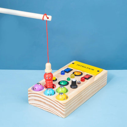Tableau interactif coloré pour bébé | Tableau Montessori BusyBoardCircuit Pêche Jeu éducatif et motricité fine pour enfant | Tableau Montessori BusyBoardCircuit Pêche Tableau sensoriel Montessori pour éveil et jeu | Tableau Montessori BusyBoardCircuit Pêche