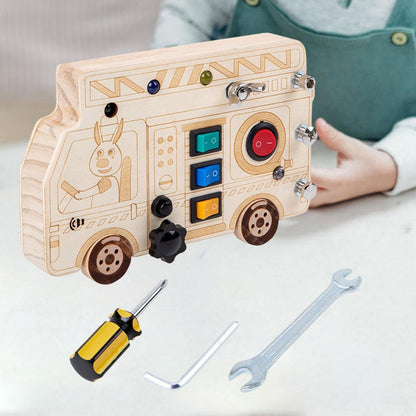 Tableau Montessori BusyBoardCircuit Camion | Jouet éducatif interactif Tableau Montessori BusyBoardCircuit Camion | Apprentissage ludique pour enfants Tableau Montessori BusyBoardCircuit Camion