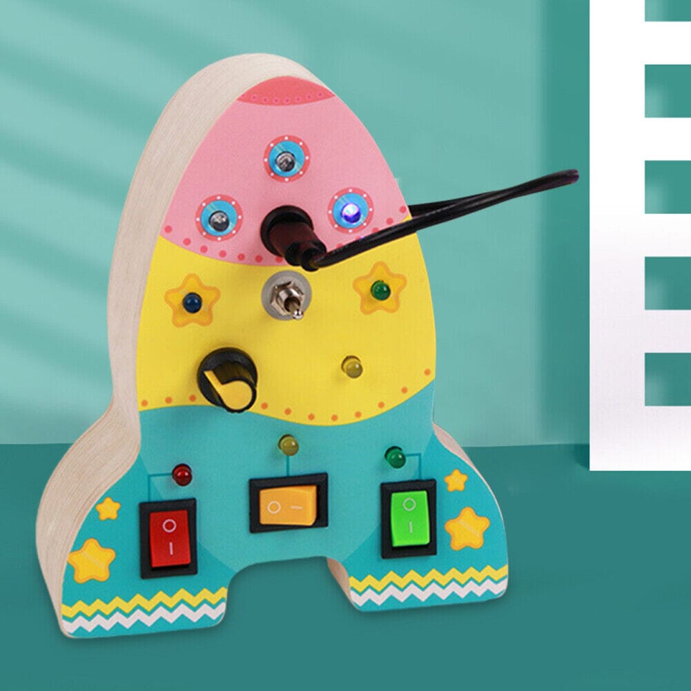 Tableau Montessori BusyBoardCircuit Fusée | BusyBoardCircuit éducatif Fusée | Jeu Montessori interactif Fusée